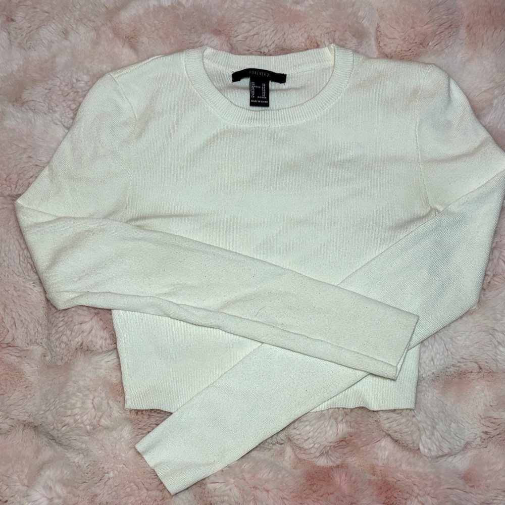 Forever 21 White Long Sleeve Top